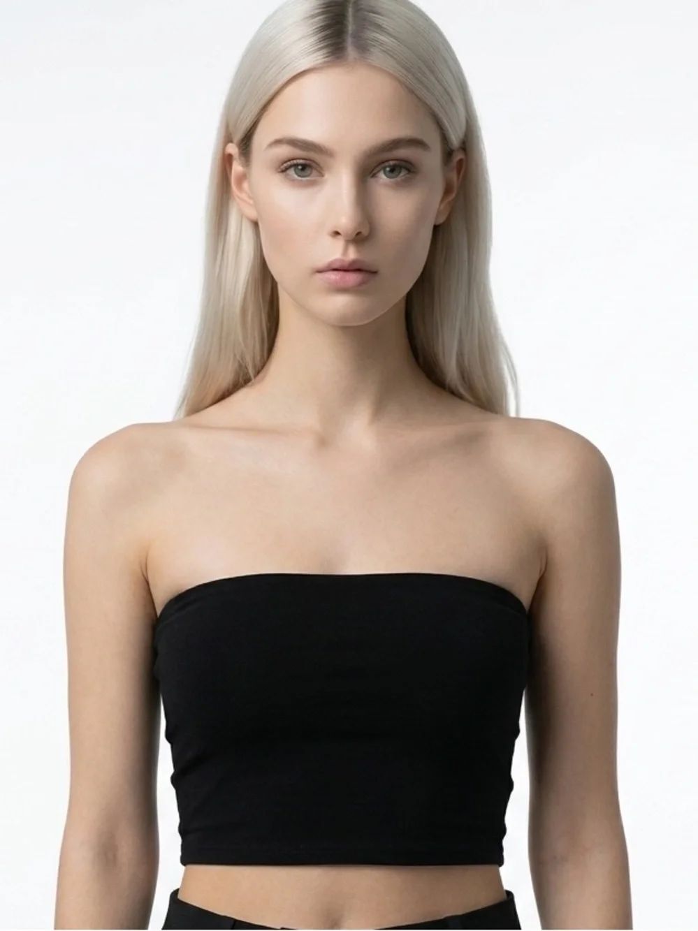 WILD FABLE | Black Strapless Bandeau Crop Top Women’s Size Large